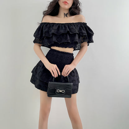 WhatBae Off-shoulder Top & Mini Skirt Set