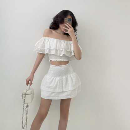 WhatBae Off-shoulder Top & Mini Skirt Set